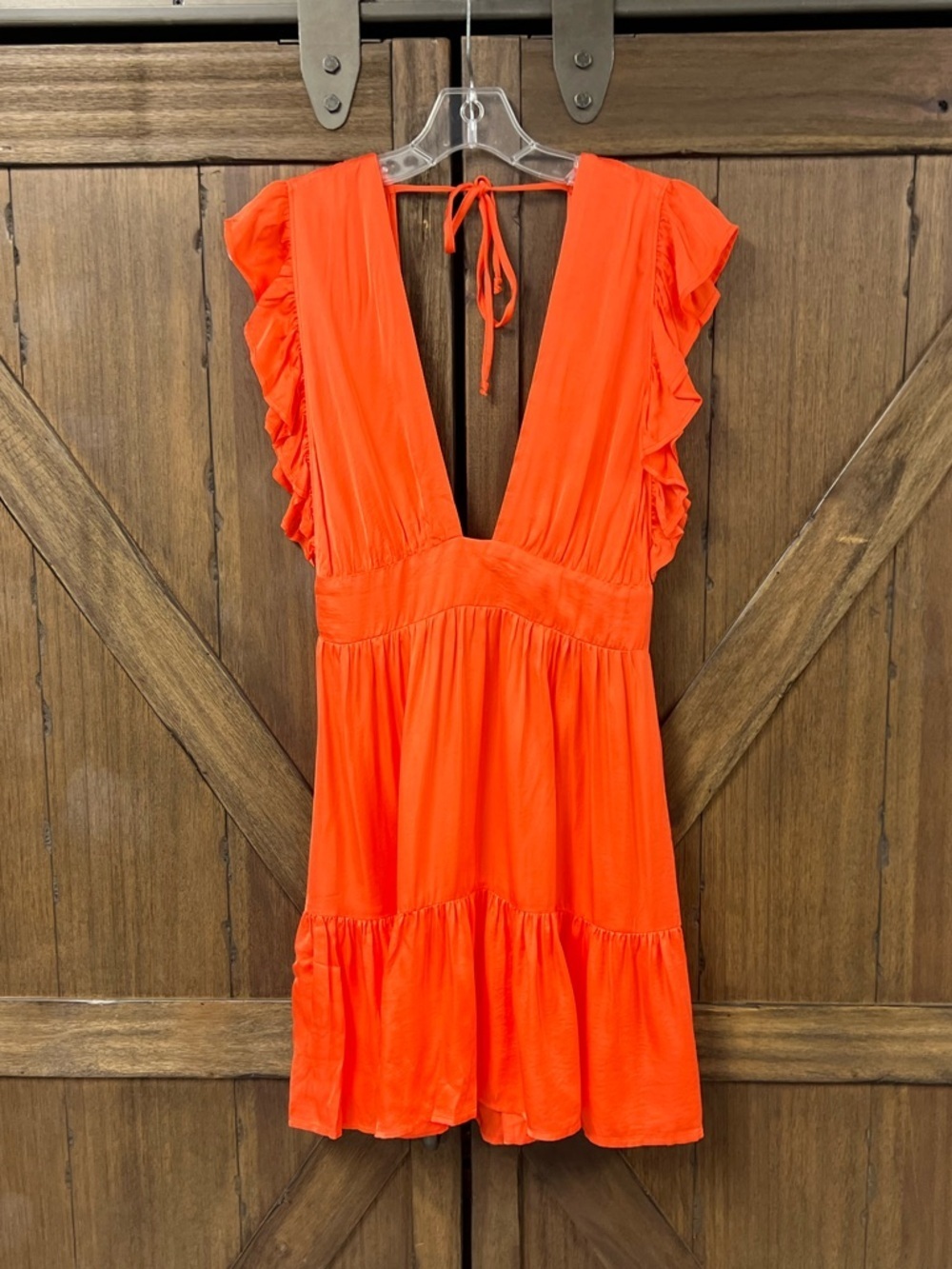 Stillwater The Jessie Mini Feminine Ruffled Summer Dress Papaya Size Small NWT - Picture 4 of 9